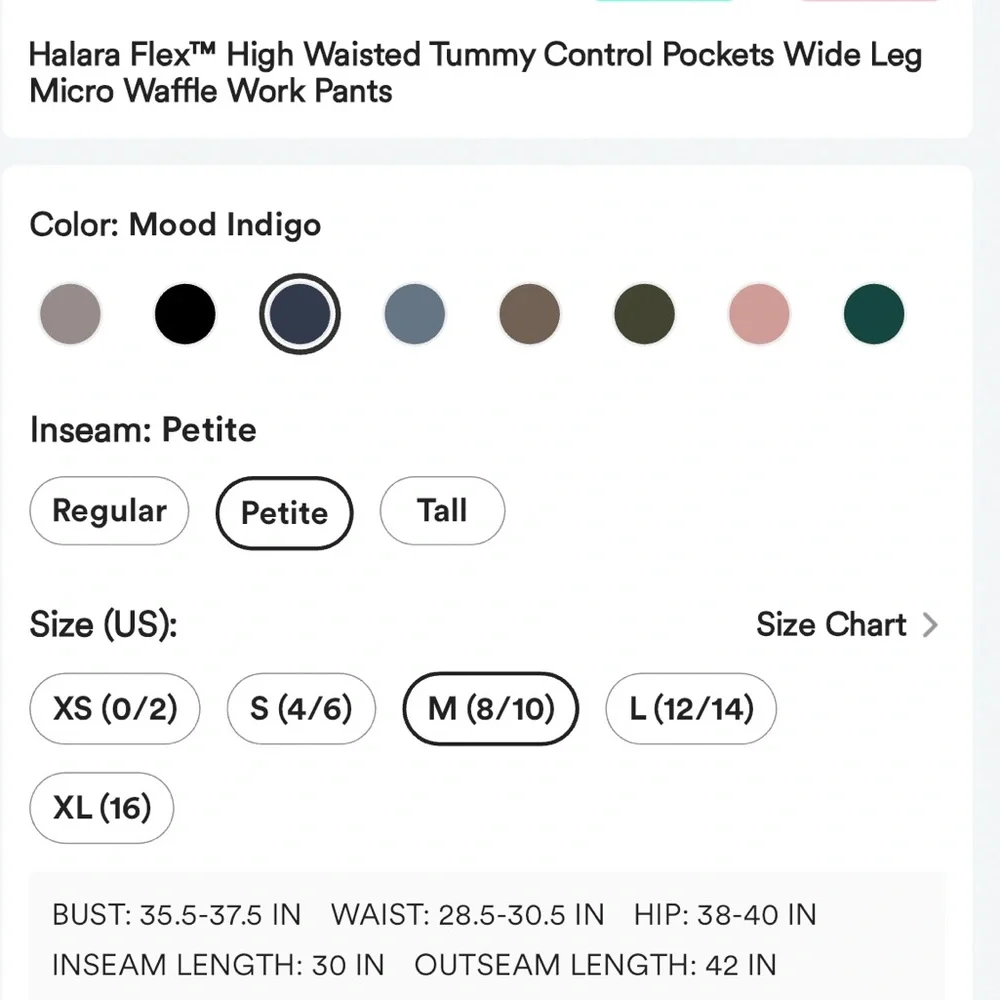 NWT HALARA flex High waisted tummy control wide leg microwaffle work pants - Picture 6 of 9